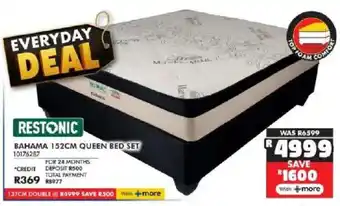 Russells Restonic bahama 152cm queen bed set offer