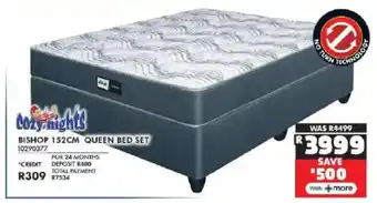 Russells Cozy nights bishop 152cm queen bed set offer