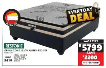 Russells Restonic dream zone 152cm queen bed set offer