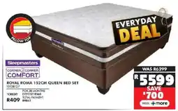 Russells Sleepmasters royal roma 152cm queen bed set offer