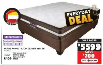 Russells Sleepmasters royal roma 152cm queen bed set offer