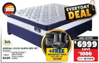 Russells Serta athena 152cm queen bed set offer