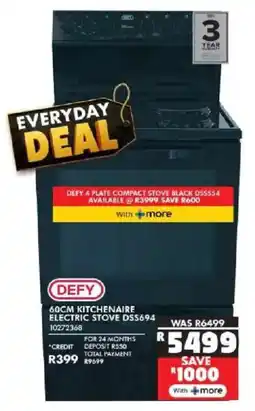 Russells Defy 60cm kitchenaire electric stove offer