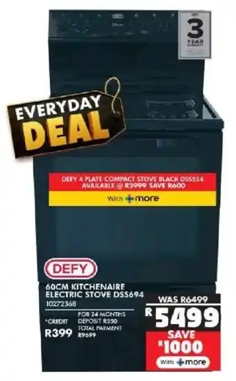 Russells Defy 60cm kitchenaire electric stove offer
