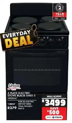 Russells Univa 4 plate electric stove black offer