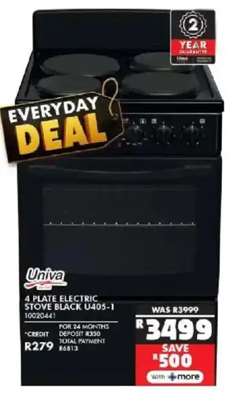 Russells Univa 4 plate electric stove black offer