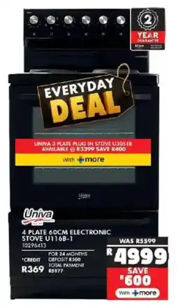 Russells Univa 4 plate 60cm electronic stove offer