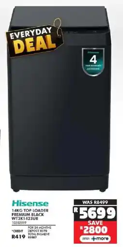 Russells Hisense top loader premium black offer