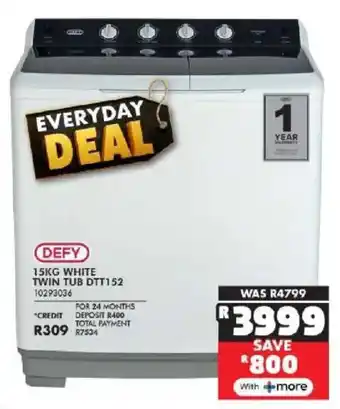 Russells Defy white twin tub offer