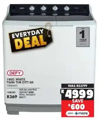Russells Defy white twin tub offer