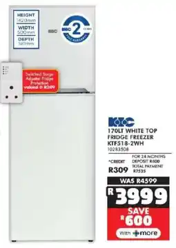Russells KIC white top fridge freezer offer