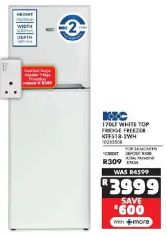 Russells KIC white top fridge freezer offer