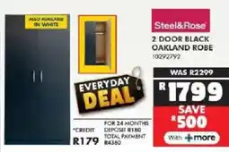 Russells Steel&Rose 2 door black oakland robe offer