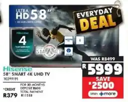 Russells Hisense 58" Smart 4K UHD TV offer