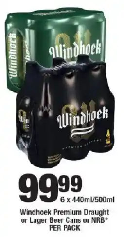 OK Liquor Windhoek Premium Draught or Lager Beer Cans or NRB offer