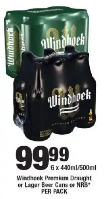 OK Liquor Windhoek Premium Draught or Lager Beer Cans or NRB offer