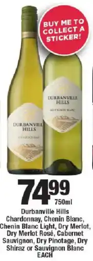 OK Liquor Durbanville Hills Chardonnay, Chenin Blanc, Dry Merlot Rosé, Cabernet Sauvignon, Dry Pinotage, Dry Shiraz or Sauvignon Blanc offer