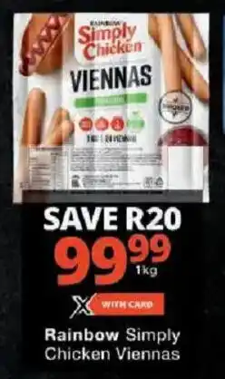 Checkers Rainbow Simply Chicken Viennas offer