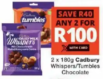Checkers Cadbury Whispers/ Tumbles Chocolate offer