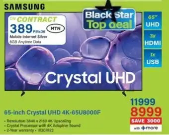 Incredible Connection Samsung 65-inch Crystal UHD 4K-65U8000F offer