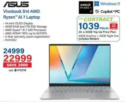 Incredible Connection ASUS Vivobook S14 AMD Ryzen AI 7 Laptop offer