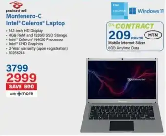 Incredible Connection Packard Bell Montenero-C Intel Celeron Laptop offer