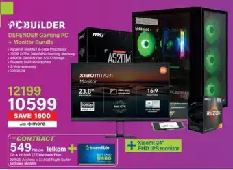 PC BUILDER DEFENDER Gaming PC + Monitor Bundle