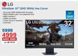 Incredible Connection LG UltraGear 32” QHD 180Hz 1ms Curve offer