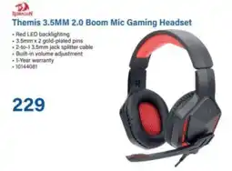 Incredible Connection REDRAGON Themis 3.5MM 2.0 Boom Mic Gaming Headset offer