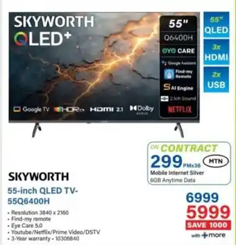Incredible Connection Skyworth 55-inch QLED TV- 55Q6400H offer