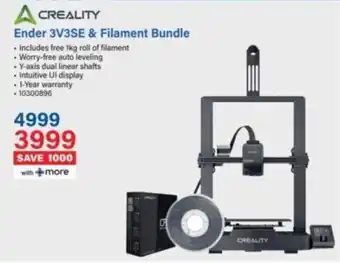Incredible Connection CREALITY Ender 3V3SE & Filament Bundle offer