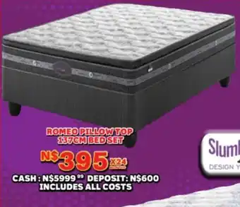 Lewis Slumberland romeo pillow top 137cm bed set offer