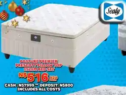 Lewis Sealy posture premier prescott pillow top 152cm bed set offer