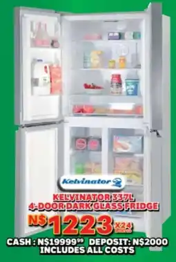 Lewis Kelvinator 4-door dark glass fridge offer
