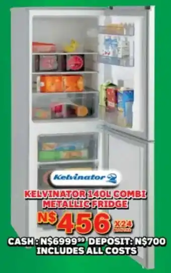 Lewis Kelvinator combi metallic fridge offer