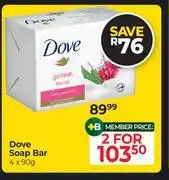 Dis-Chem Dove Soap Bar-For 2 x 4 x 90g offer