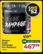 Dis-Chem Biogen Rage Rampage Pre-Workout-400g offer