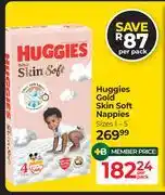 Dis-Chem Huggies Gold Skin Soft Nappies Sizes 1-5-Per Pack offer