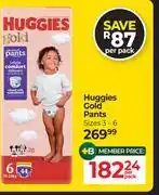 Dis-Chem Huggies Gold Pants Sizes 3-6-Per Pack offer