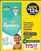 Dis-Chem Pampers Ultra Skin Comfort Nappies Jumbo Pack Sizes 1-6-Per Pack offer