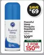 Dis-Chem Peaceful Sleep Mosquito Repellent Aerosol-For 2 x 150ml offer