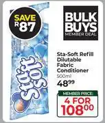 Dis-Chem Sta Soft Refill Dilutable Fabric Conditioner-For 4 x 500ml offer