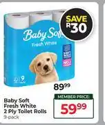 Dis-Chem Baby Soft Fresh White 2 Ply Toilet Rolls 9 Pack offer