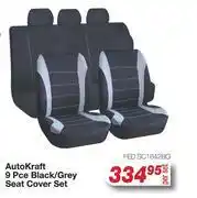 AutoZone AutoKraft 9 Pce Black/Grey Seat Cover Set offer