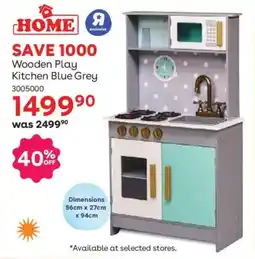 ToysRUs Home Wooden Play Kitchen Blue Grey offer