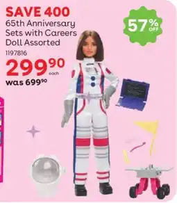 ToysRUs Barbie 65th Anniversary Sets with Careers Doll Assorted offer