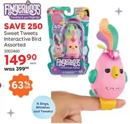 ToysRUs Fingerlings Sweet Tweets Interactive Bird Assorted offer