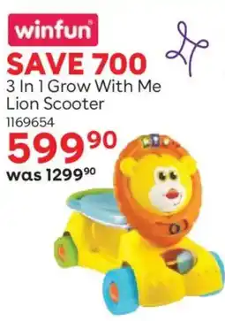 ToysRUs Winfun 3 In 1 Grow With Me Lion Scooter offer
