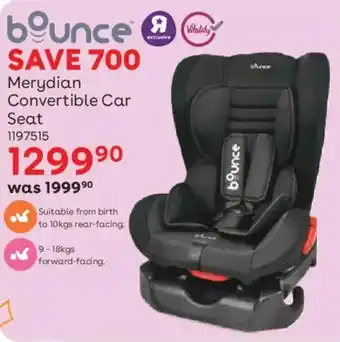 ToysRUs Bounce Merydian Convertible Car Seat offer