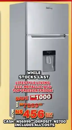 Lewis Lifestyle living metallic w/d top freezer fridge offer
